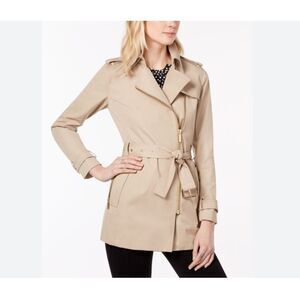 Michael Michael Kors Women's Medium Kahki Colored Trench Coat Belted Front-Zip